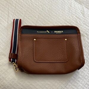 Shinola Brown Leather Belt Bag with Striped Strap